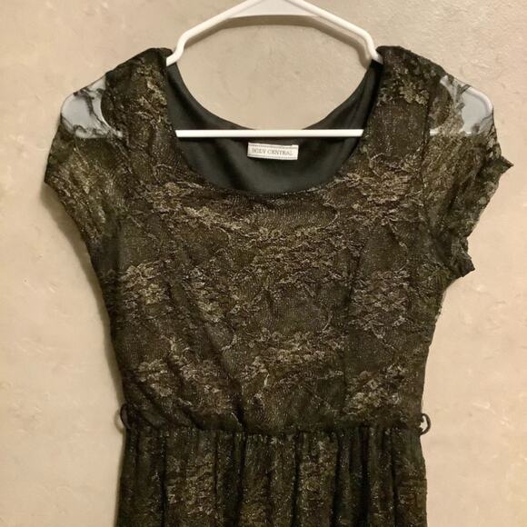 Vintage Body Central Floral Lace Black & Gold Dress Size S - Picture 9 of 10
